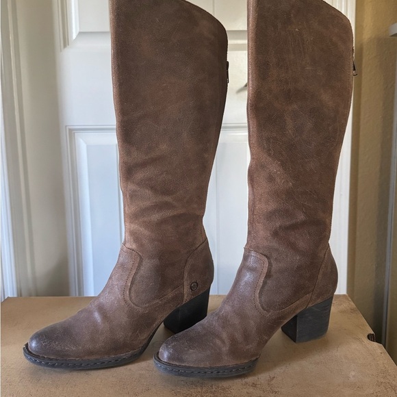 Born Brown Heeled Boots with Suede Texture - Picture 1 of 5